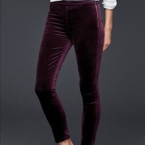 Gap Burgundy Velvet Side Zip Leggings Sz 28R